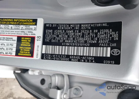 2014 Toyota Avalon Xle Touring z USA, uszkodzony, nr VIN 4T1BK1EB1EU101420